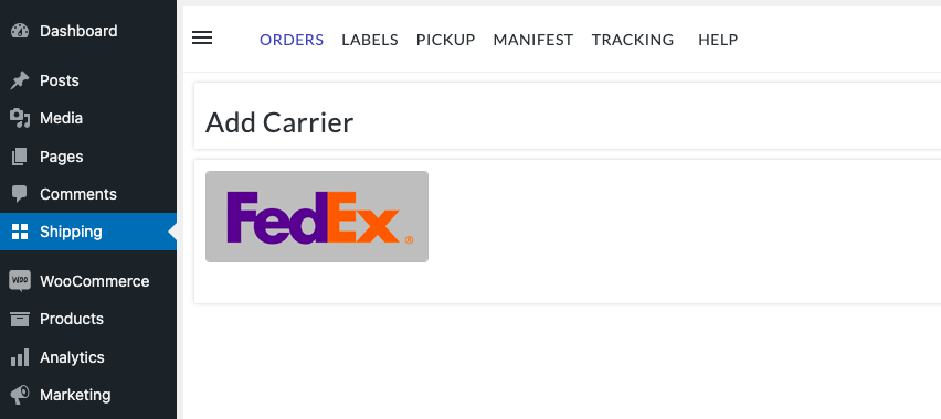 add fedex account to woocommerce