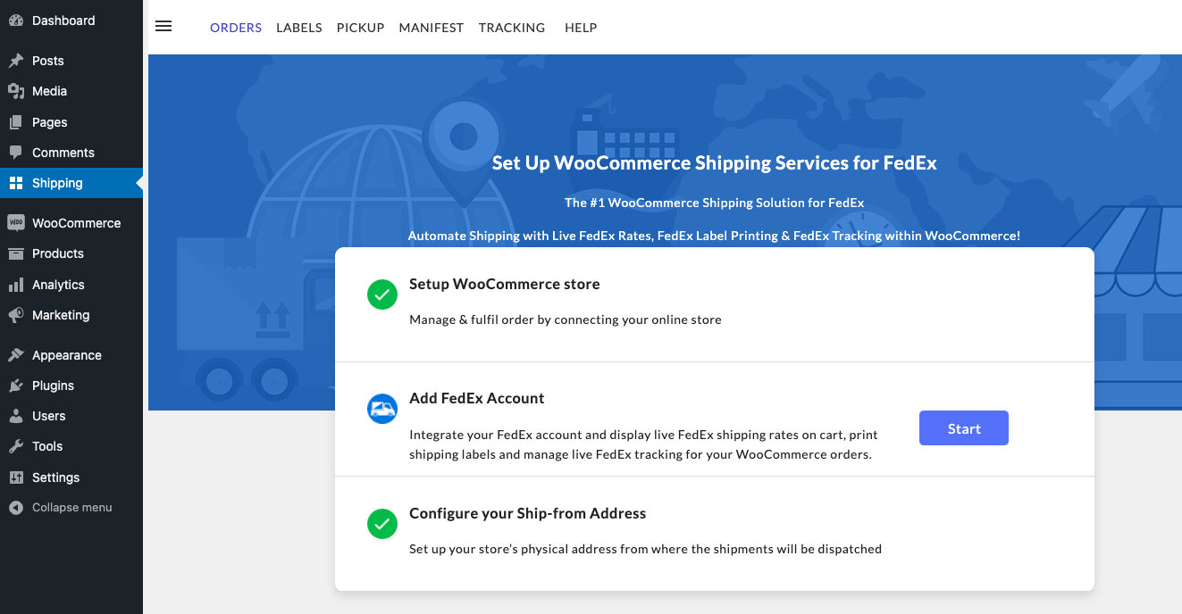 set up woocommerce shipping services for fedex