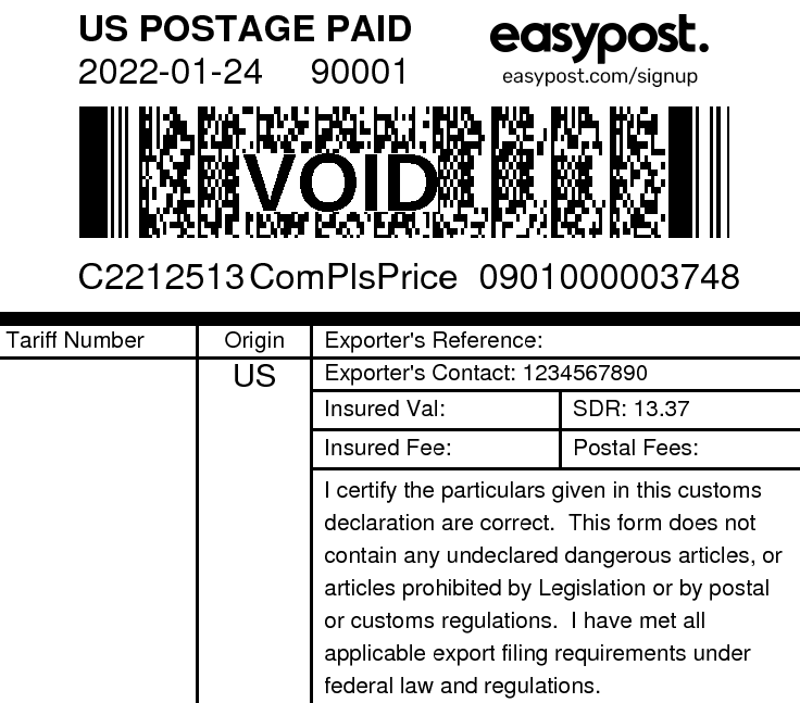 Easypost label