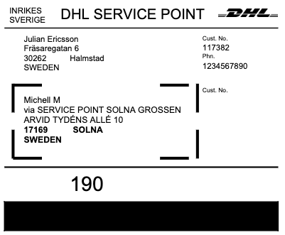 DHL Sweden Labels