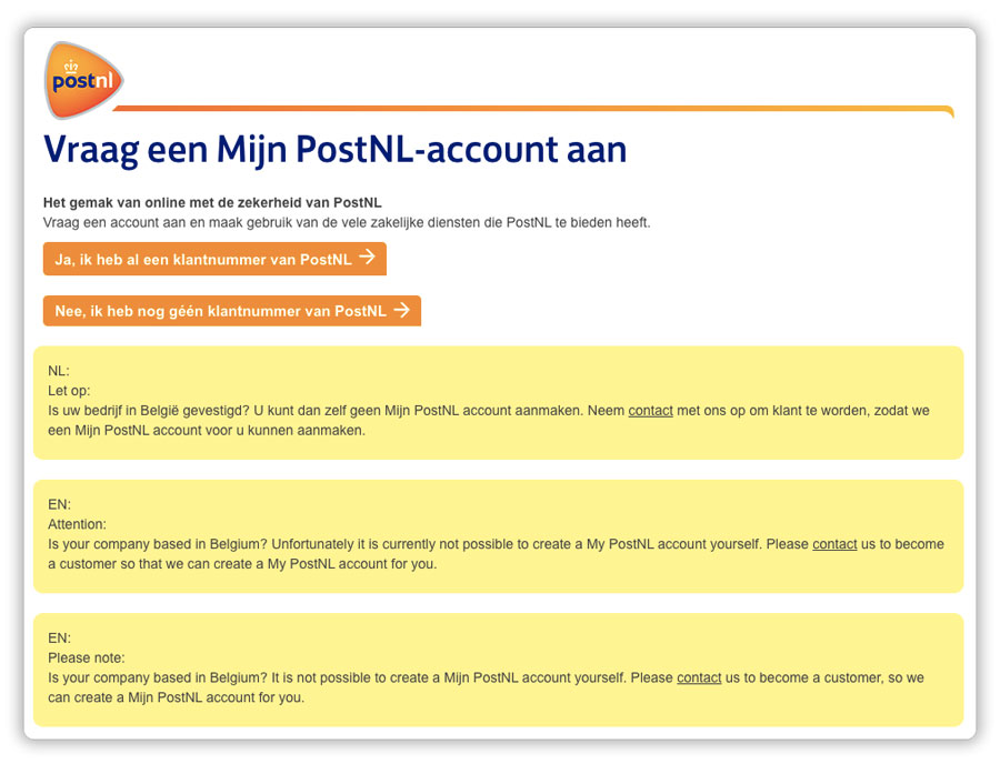 PostNL business account