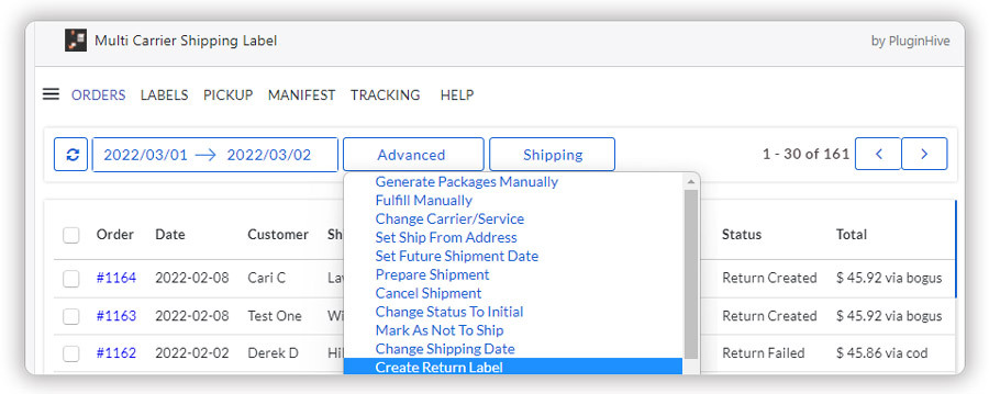 create return shipping label