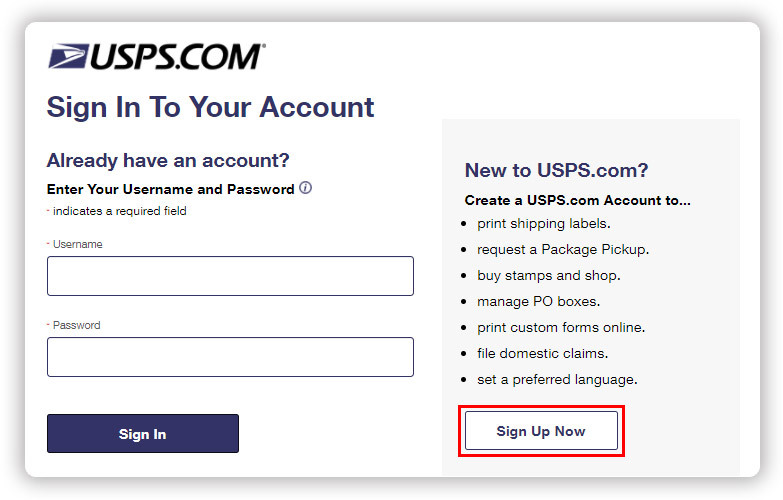 USPS Account Creation