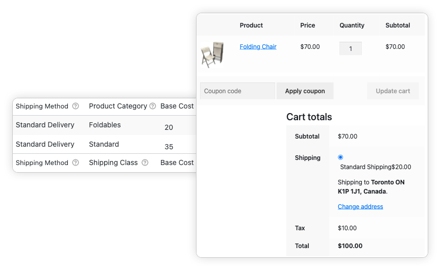 product category based shipping