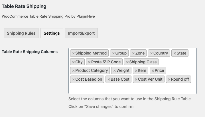 shipping matrix