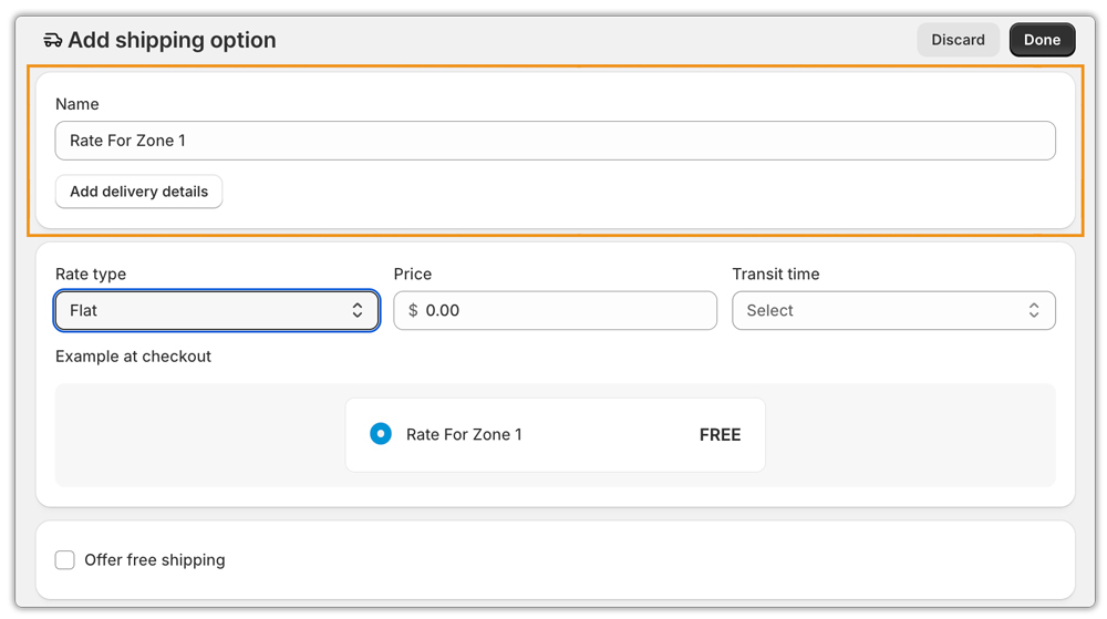 add name to rate in shipping zone