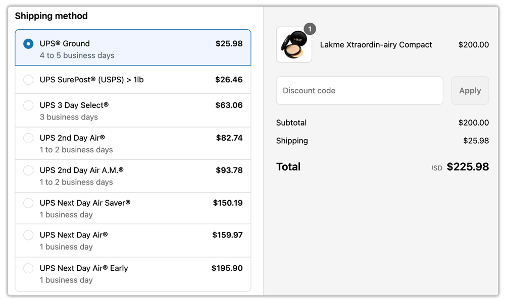 mcsl carrier services in checkout