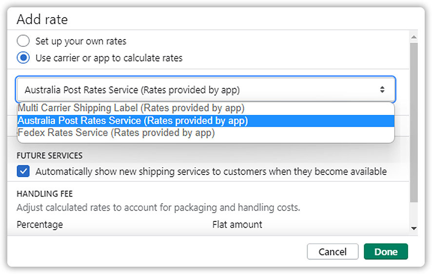 Use carrier or app to calculate rates