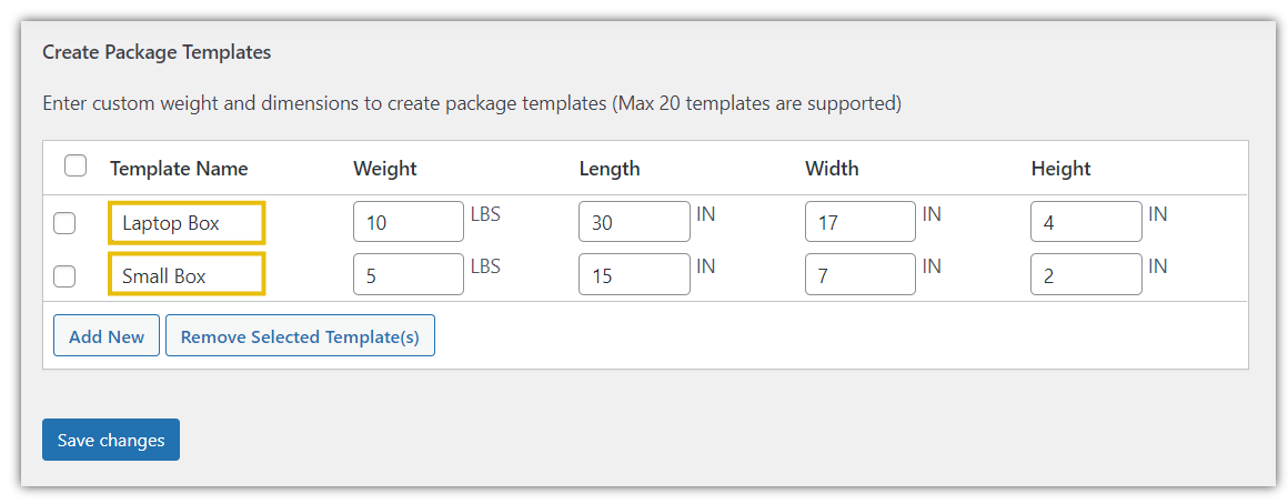 Create Package Templates