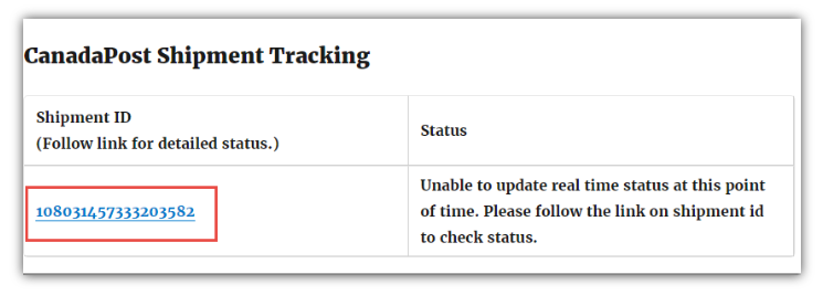 Shipment details