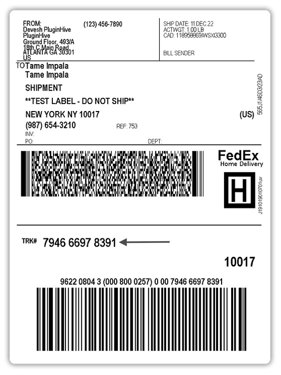 FedEx shipping label