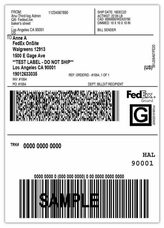 Fedex HAL shipping label