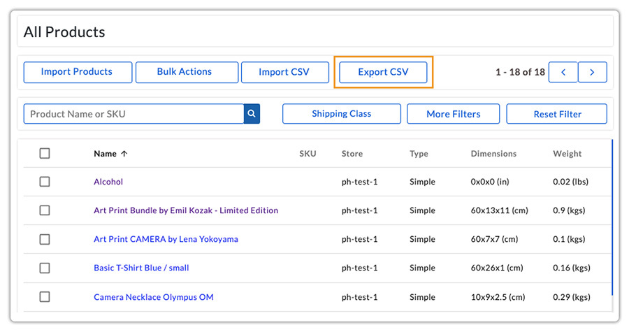 export csv