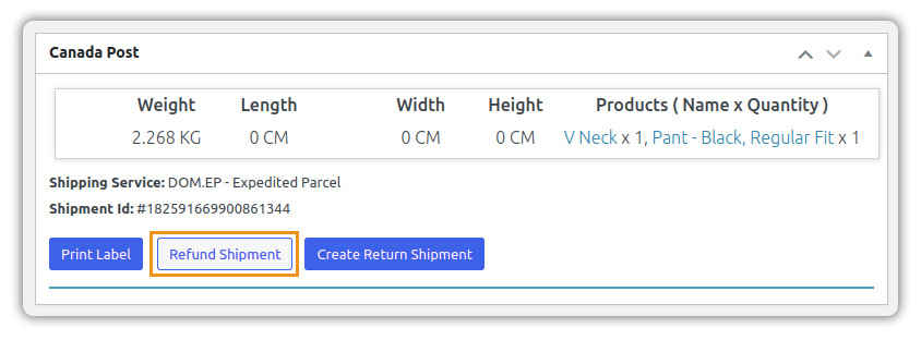 Refund Shipment
