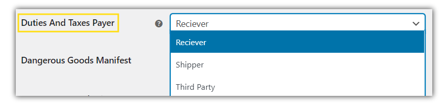 Duties and Taxes Payer