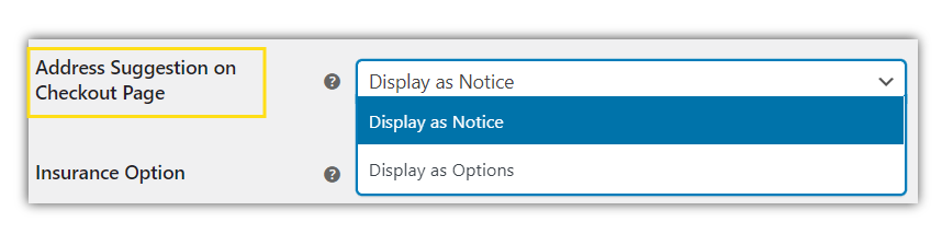 address suggestion on cart