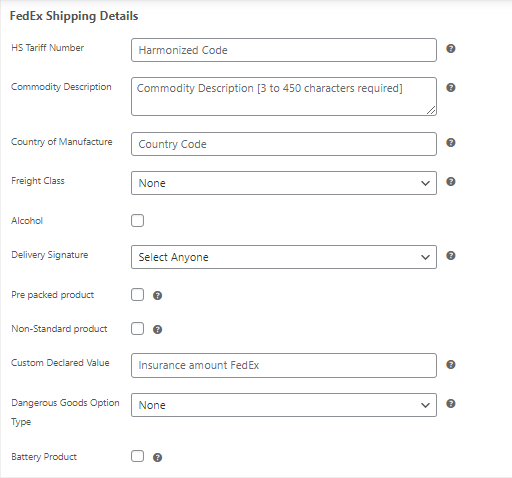 FedEx shipping Details