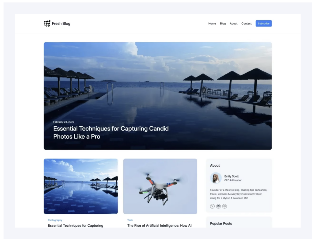fresh blog theme