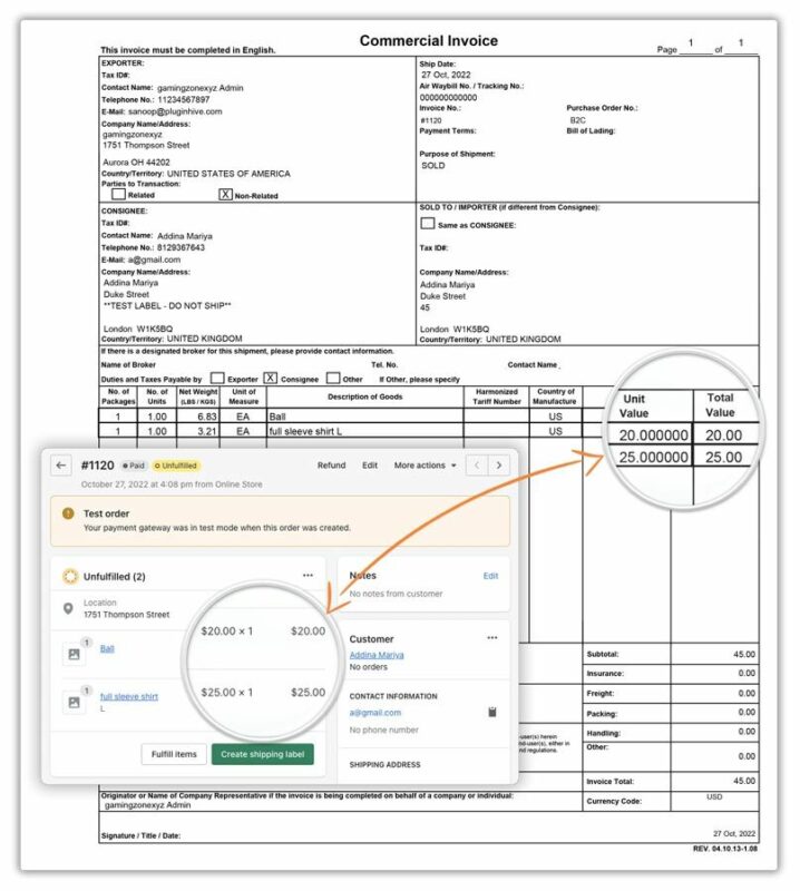 commercial invoice