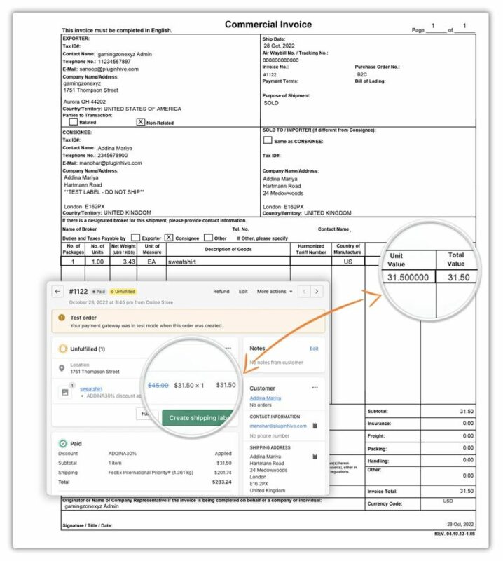 commercial invoice