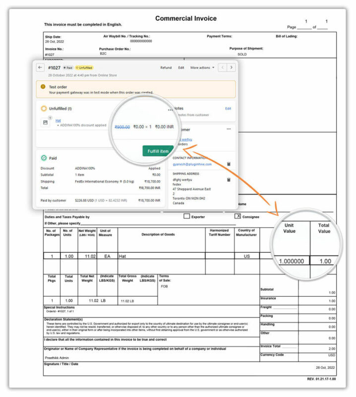 commercial invoice