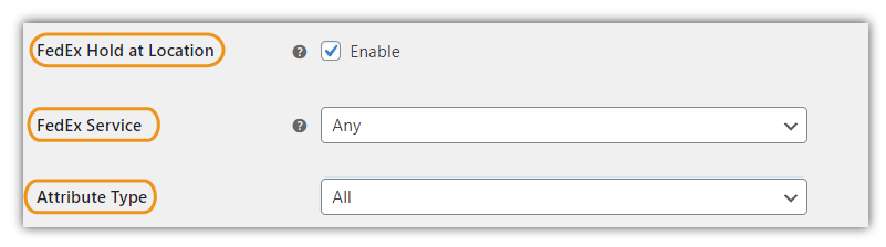 enable FedEx Hold At Location