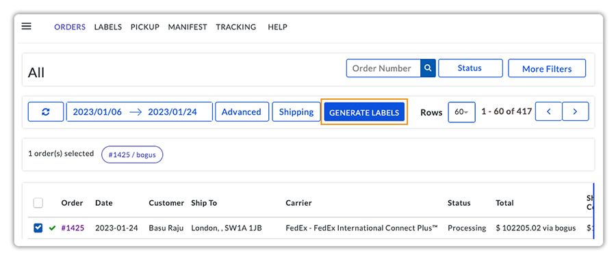 print shipping label