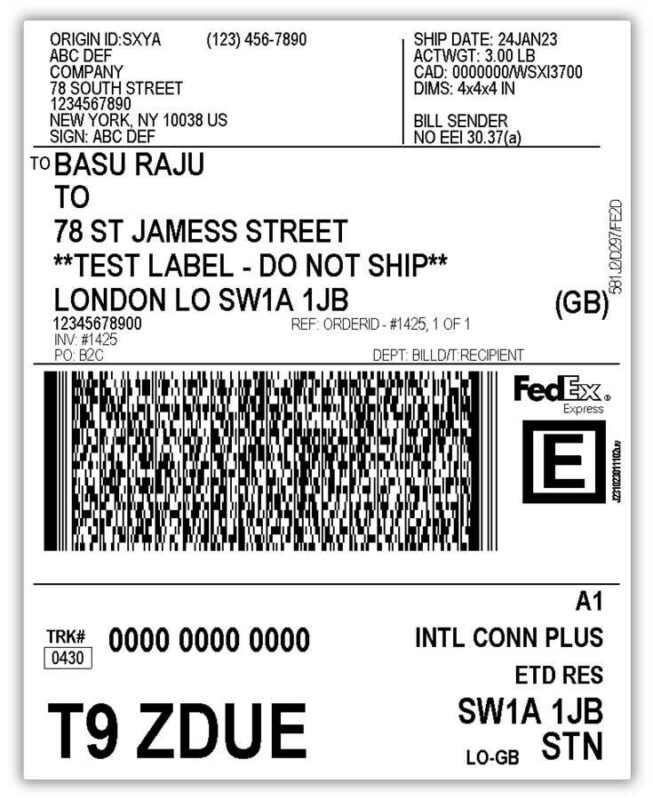 shipping label