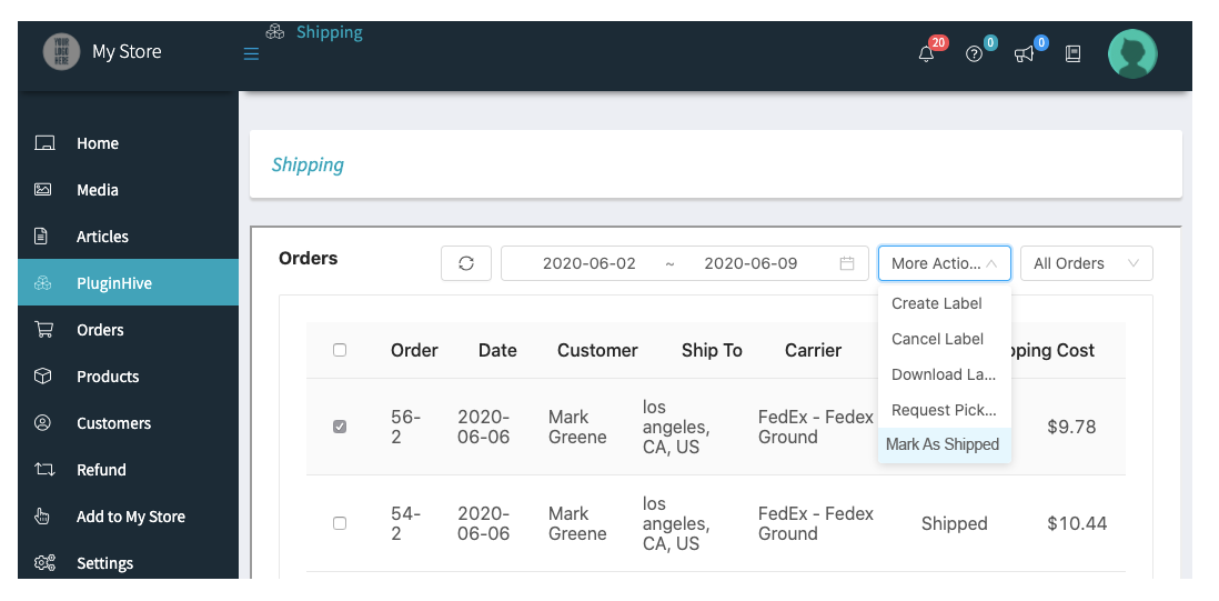 allow vendors to mark orders as shipped