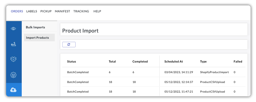 Product Import status and details