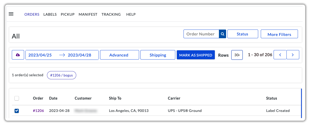 ups orders marked as shipped
