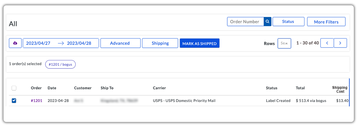 usps order mark as shipped 