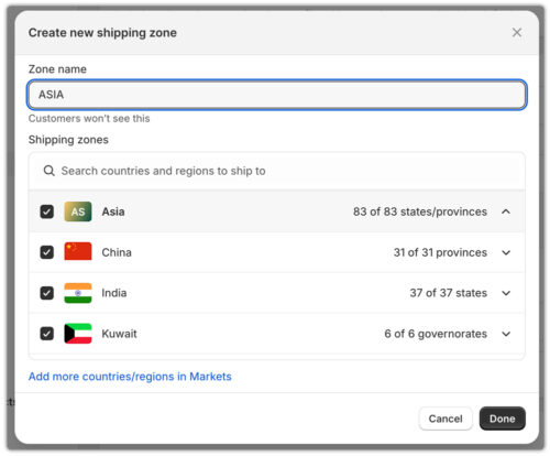Shopify Shipping Zone, Profile & Rates