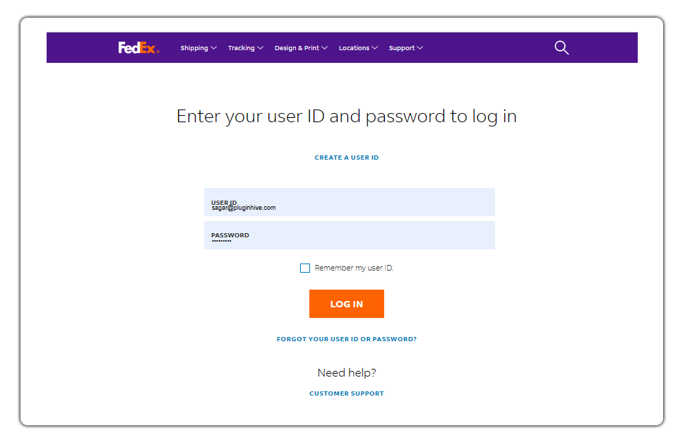 fedex account login