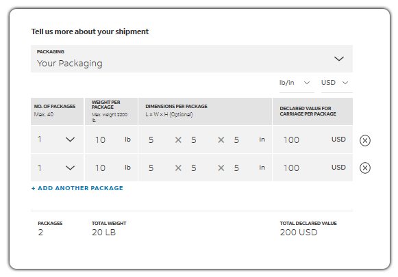 fedex box details with insurance