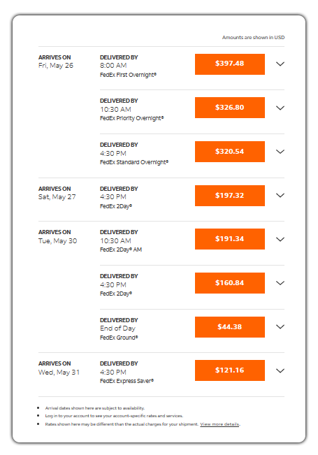 fedex shipping rates