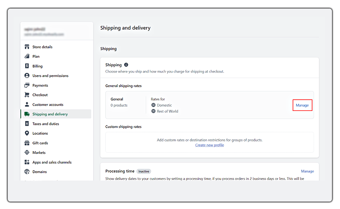 set up shopify shipping rates