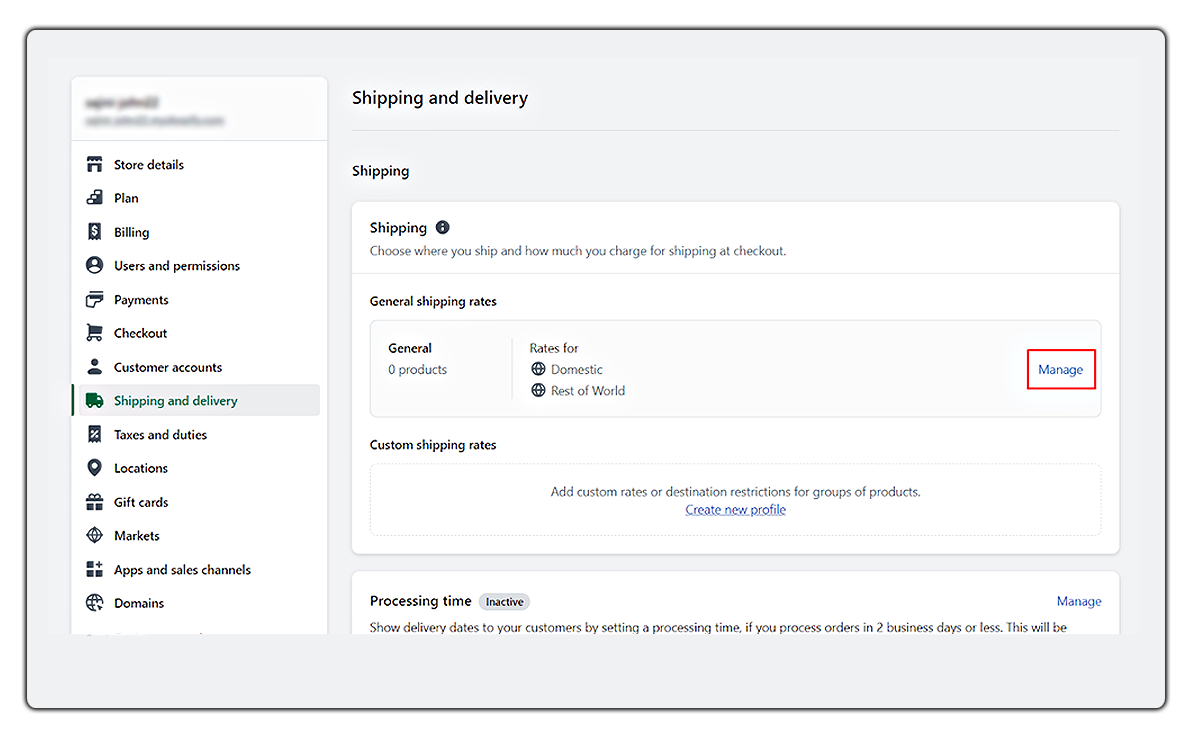 shopify shipping and delivery