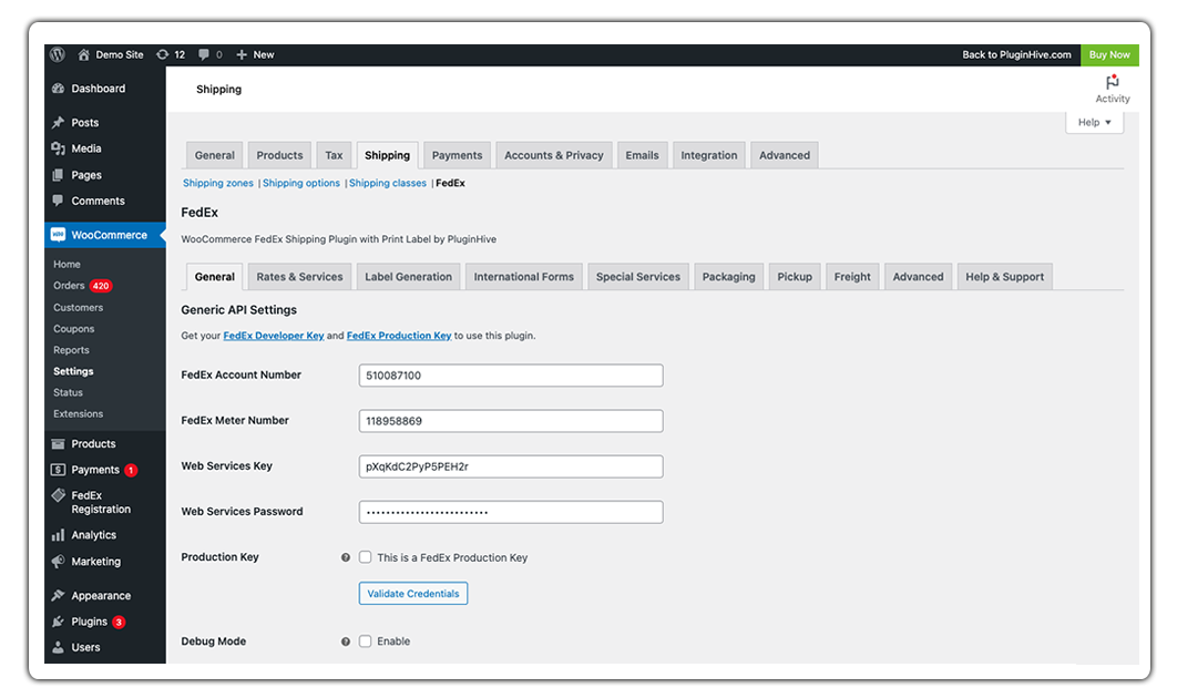 woocommerce fedex shipping plugin settings