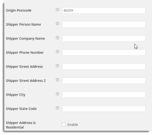 shipper address details