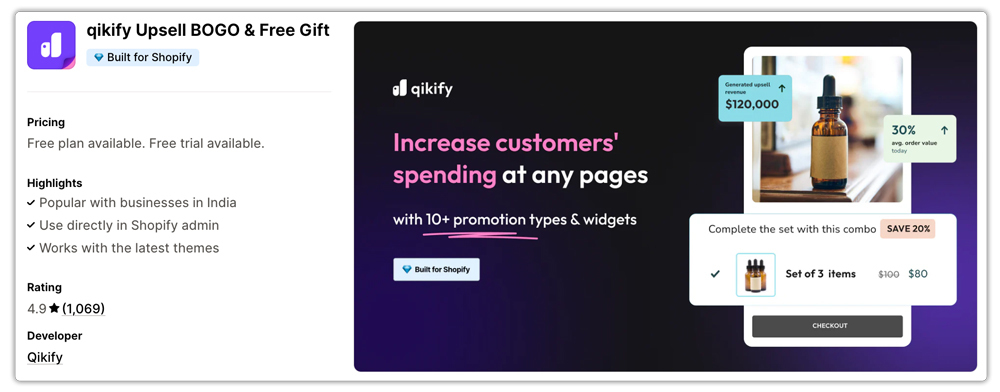 qikify Upsell BOGO & Free Gift