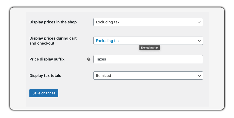 additional tax settings