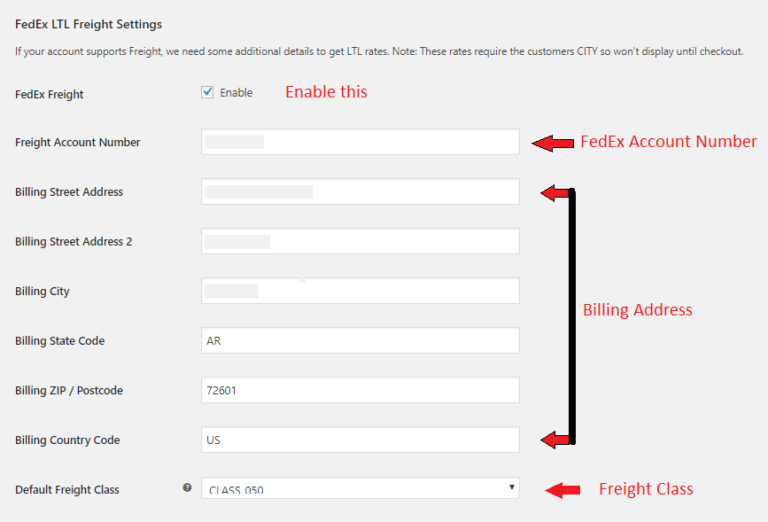 fedex ltl freight settings