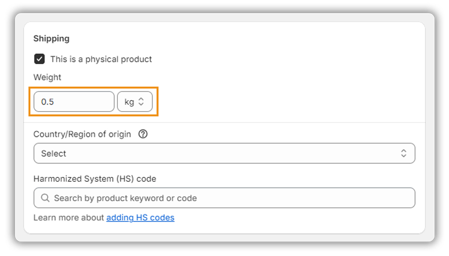 Add Product Weight and Dimensions