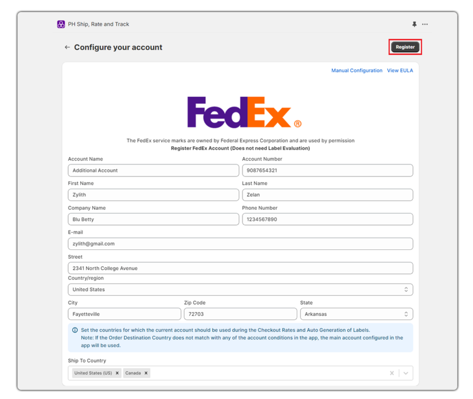 fedex account