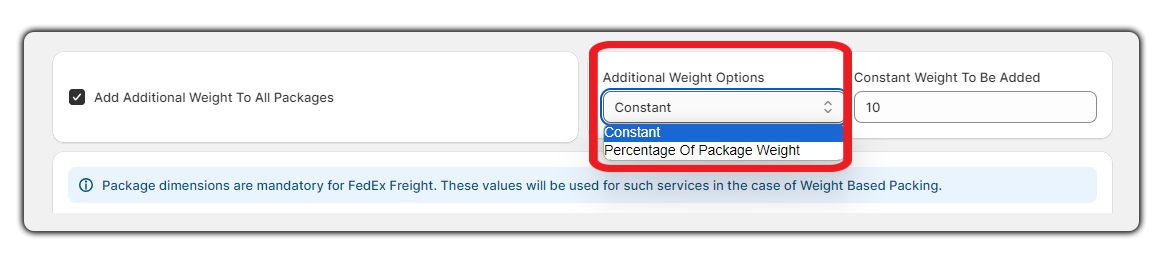 additional weight to fedex boxes