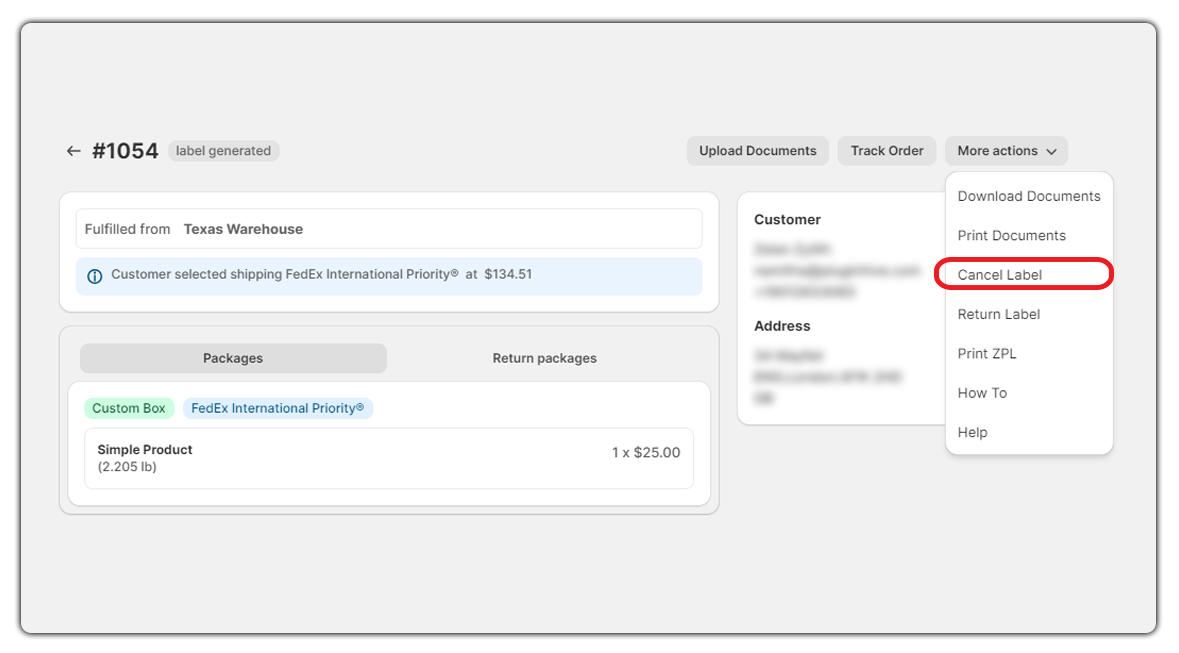 cancel fedex shipping label