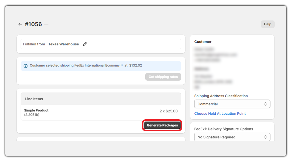 generate fedex packages