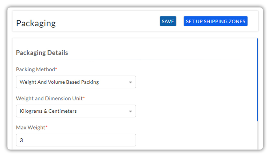 weight and volume based packing