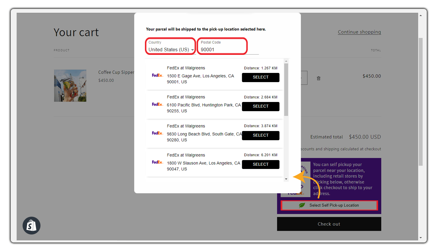 fedex hold at location in shopify